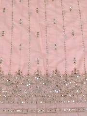 Baby Pink Satin Fabric With Zari Embroidery and Beads Work