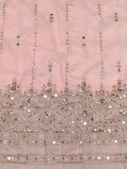 Baby Pink Satin Fabric With Zari Embroidery and Beads Work