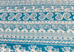 Printed Cotton Cambric Blue White Abstract