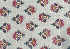Printed Cotton Cambric Light Beige MultiColour Flowers