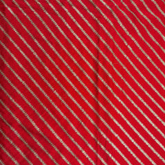 Red Colour Chinon Embroidered Fabric