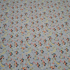 Beige Colour Cotton Linen Printed Fabric