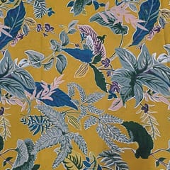 Mustard Colour Cotton Cambric Discharge Printed Fabric