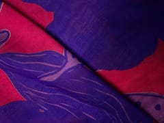 Magenta & Royal Purpler Abstract Pure Chanderi Fabric