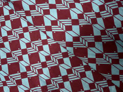 Maroon Sky Blue Geometric Pure Chanderi Print Fabric
