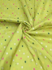 Lime Green Viscose Fabric With Jacquard Butti