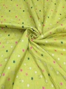 Lime Green Viscose Fabric With Jacquard Butti