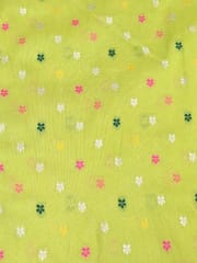 Lime Green Viscose Fabric With Jacquard Butti
