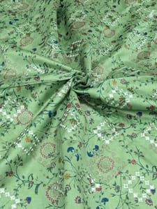 Pista Colour Digital Printed Embroidered Fabric