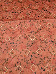 Dark Peach Colour Digital Printed Embroidered Fabric