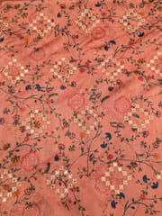 Dark Peach Colour Digital Printed Embroidered Fabric