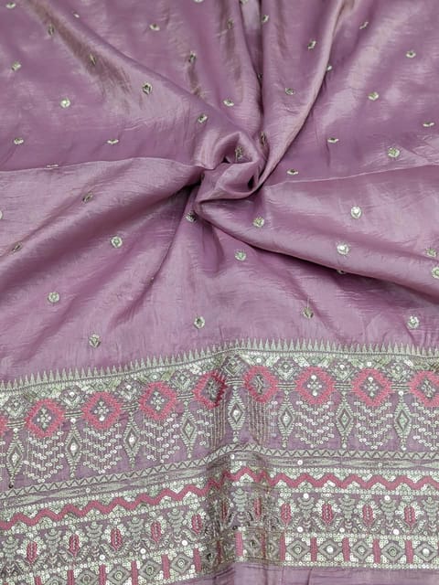 Mauve Fabric With Zari and Embroidery Work