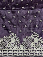 Dark Purple Fabric With Zari and Embroidery Work