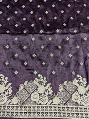 Dark Purple Fabric With Zari and Embroidery Work