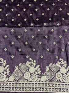 Dark Purple Fabric With Zari and Embroidery Work