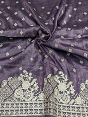Dark Purple Fabric With Zari and Embroidery Work