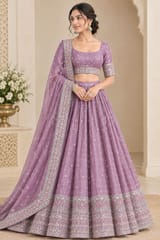 Mauve Fabric With Zari and Embroidery Work