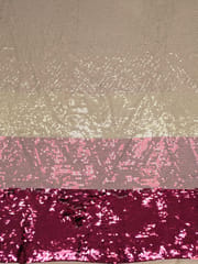 Peach Colour Net Multi Colour Sequins Embroidered Fabric