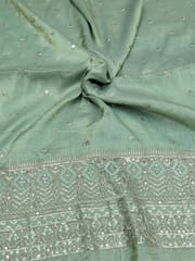 Mint Green Fabric With Zari and Embroidery Work