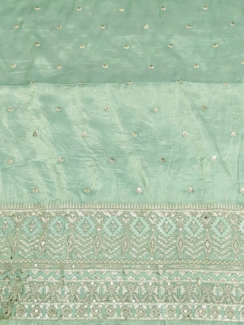 Mint Green Fabric With Zari and Embroidery Work