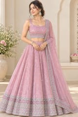 Blush Pink Fabric With Zari and Embroidery Work