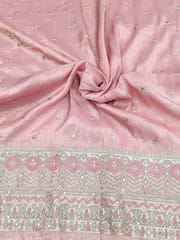 Blush Pink Fabric With Zari and Embroidery Work