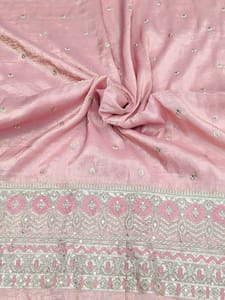 Blush Pink Fabric With Zari and Embroidery Work