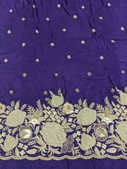 Purple Crepe Fabric With Patch Work and Beads Embroidery