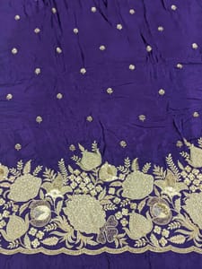 Purple Crepe Fabric With Patch Work and Beads Embroidery