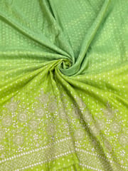 Parrot Green Jacquard Fabric With Zari Work Embroidery