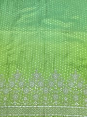 Parrot Green Jacquard Fabric With Zari Work Embroidery