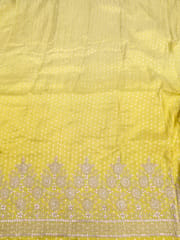 Yellow Jacquard Fabric With Zari Work Embroidery