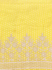 Yellow Jacquard Fabric With Zari Work Embroidery