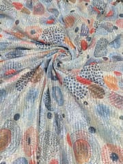 Off-White Multi Colour Digital Printed Fabric