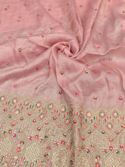 Blush Pink Fabric With Zari and Embroidery Work