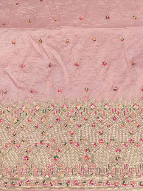 Blush Pink Fabric With Zari and Embroidery Work