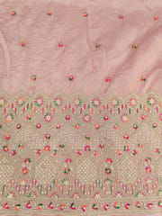 Blush Pink Fabric With Zari and Embroidery Work