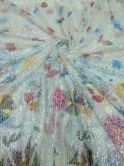 Off-White Multi Colour Digital Printed Fabric