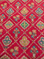Red Crepe Position Printed Fabric