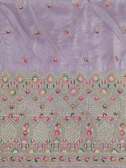 Lavender Fabric With Zari and Embroidery Work