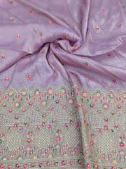 Lavender Fabric With Zari and Embroidery Work