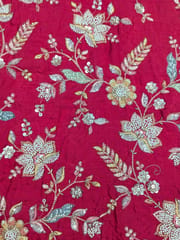 Rani Pink Crepe Fabric With Multi Colour Embroidery and Beads Work