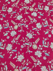 Rani Pink Crepe Fabric With Multi Colour Embroidery and Beads Work