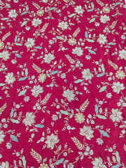 Rani Pink Crepe Fabric With Multi Colour Embroidery and Beads Work