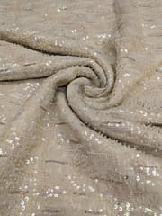 Pale Gold Viscose Shimmer Tissue Fabric With Sequins & Bead Embroidery Work