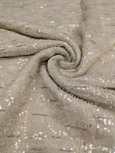 Pale Gold Viscose Shimmer Tissue Fabric With Sequins & Bead Embroidery Work