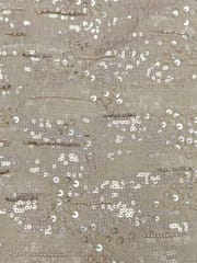 Pale Gold Viscose Shimmer Tissue Fabric With Sequins & Bead Embroidery Work