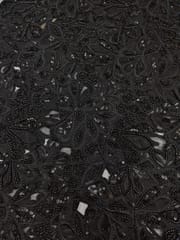 Black Cutwork Lace Fabric With Beads Work