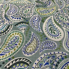 Light Sea Green Colour Organza Printed Fabric
