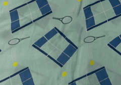 Light Blue Geometric Print Modal Satin Fabric
